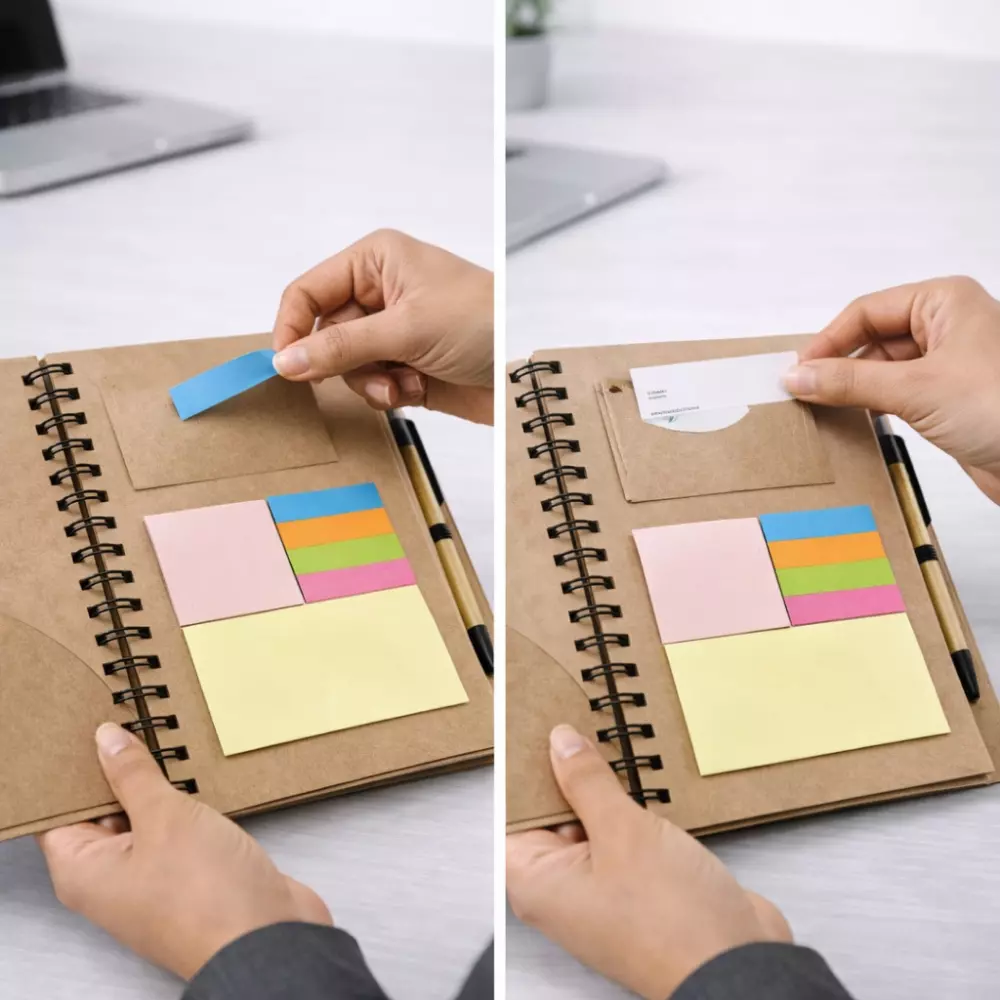 A5 spiral diary with pen 100 pages opened on office desk for corporate gifting and employee welcome kits