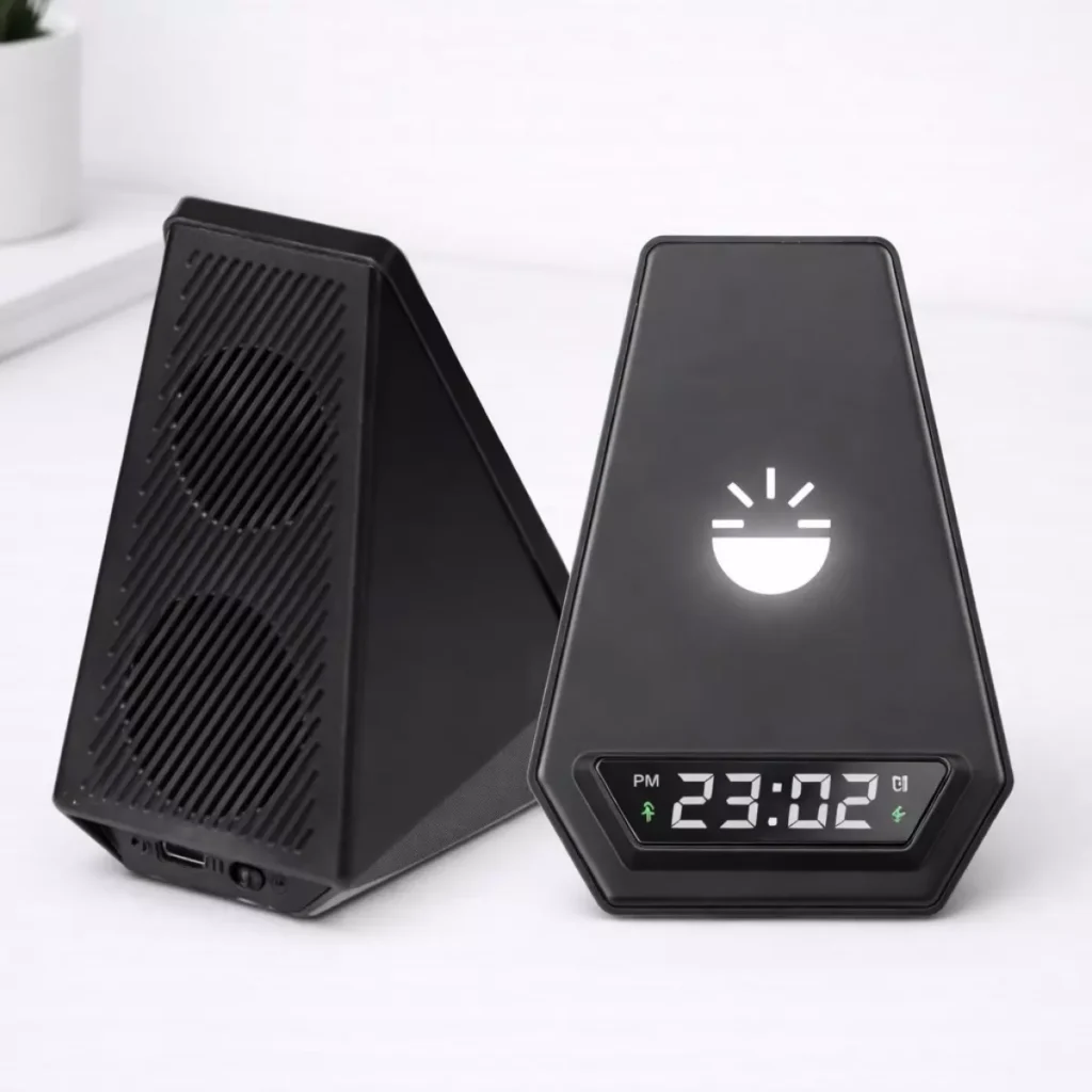 Aura 3-in-1 wireless charging speaker suitable for corporate gifting and employee welcome kits