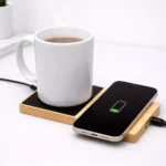 Bamboo 2-in-1 Wireless Charger with Cup Warmer - Image 2