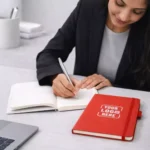 Basic hard bound diary placed on office desk suitable for corporate gifting and employee welcome kits