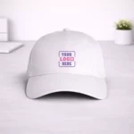 White cotton cap suitable for corporate gifting, employee welcome kits, and branding programs
