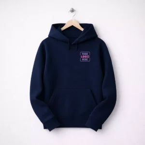 Navy blue 350 GSM cotton hoodie suitable for corporate winter gifting and employee welcome kits