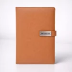 Tan diary style 5000mAh power bank suitable for corporate gifting and employee welcome kits