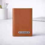 Classic leather passport organiser with multiple compartments suitable for corporate travel gifting and employee welcome kits