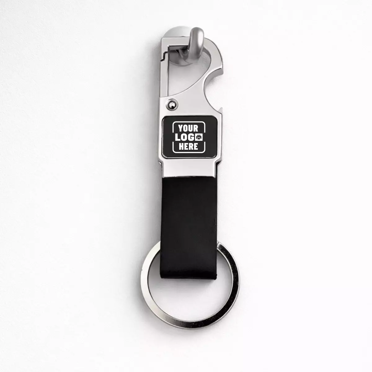 Classic metal hook leather keychain with premium finish suitable for corporate gifting and employee welcome kits