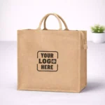 Classic natural jute zipper bag big size with sturdy handles for corporate gifting and employee welcome kits