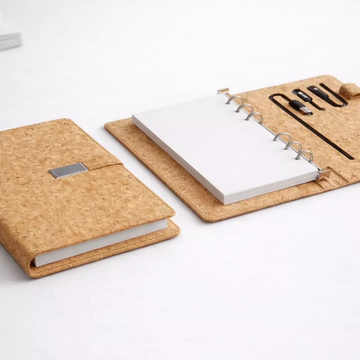 EcoFusion Cork Power Bank Diary Features side for Sustainable Corporate Gifting open view
