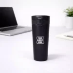 Executive Coffee Travel Flask Black – 400 ml insulated stainless steel flask for corporate gifting