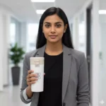 Executive coffee travel flask off white 400 ml held in hand suitable for corporate gifting and employee onboarding kits