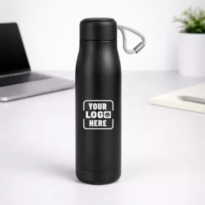 Insulated Minimal Bottle – 500 ml matte black stainless steel bottle for corporate gifting