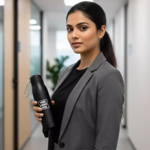Insulated minimal bottle 500 ml held in hand suitable for corporate gifting and employee onboarding kits
