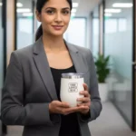 Insulated stainless steel tumbler black 360 ml held in hand suitable for corporate gifting and onboarding kits