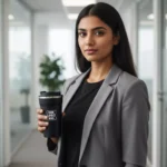 Insulated temperature display flask black 450 ml held in hand suitable for corporate gifting and employee welcome kits