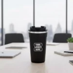 Insulated temperature display flask black 450 ml handheld on office desk suitable for corporate gifting and employee welcome kits