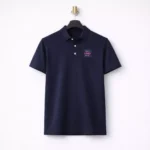 Navy 200 GSM polyester performance polo t-shirt suitable for corporate uniforms and employee welcome kits