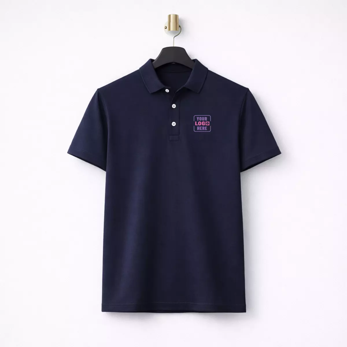 Navy 200 GSM polyester performance polo t-shirt suitable for corporate uniforms and employee welcome kits