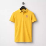 Yellow 200 GSM polyester performance polo t-shirt suitable for corporate uniforms and employee welcome kits