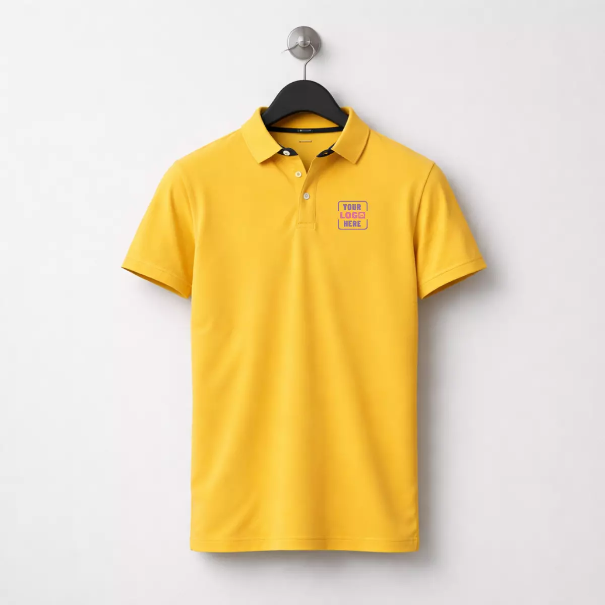 Yellow 200 GSM polyester performance polo t-shirt suitable for corporate uniforms and employee welcome kits