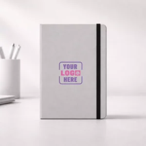 Grey A5 fabric strap notebook suitable for corporate gifting and employee welcome kits