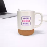 Premium Insulated Ceramic Mug with Cork Base White – 250 ml for corporate gifting