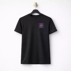 Black premium Pima cotton 180 GSM t-shirt suitable for corporate uniforms and employee welcome kits