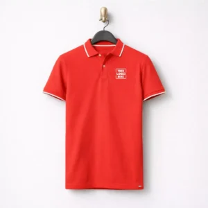 Orange red premium Pima cotton 180 GSM t-shirt suitable for corporate uniforms and employee welcome kits