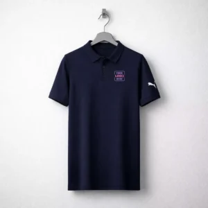 Blue Puma premium polo t-shirt with collar and logo, suitable for corporate uniforms and employee welcome kits