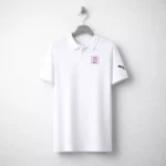 White Puma premium polo t-shirt with collar and logo, suitable for corporate uniforms and employee welcome kits