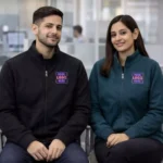 Rare Rabbit premium bonded fleece jacket worn by model in front view suitable for corporate gifting and employee welcome kits