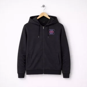 Black zip hoodie suitable for corporate gifting and employee winter welcome kits