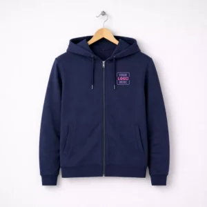 Navy blue zip hoodie suitable for corporate gifting and employee winter welcome kits
