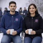 Rare Rabbit premium zip hoodie worn by model in posed setting suitable for corporate gifting and employee welcome kits