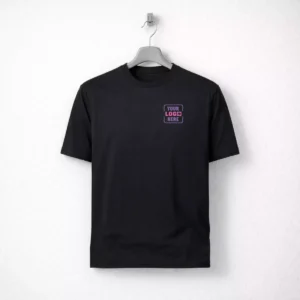Black round neck t-shirt suitable for corporate gifting and employee welcome kits