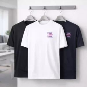 Rare Rabbit signature round neck T-shirt displayed in showcase setting suitable for corporate gifting and employee welcome kits