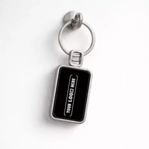 Rectangular metal keychain suitable for corporate gifting and employee welcome kits