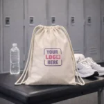 Signature cotton drawstring bag used in gym setting suitable for corporate gifting and employee onboarding kits