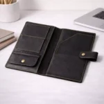 Signature leather chequebook holder open view in multiple colors suitable for corporate gifting and employee welcome kits
