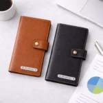 Signature leather chequebook holder available in multiple color options suitable for corporate gifting and onboarding kits