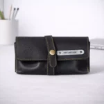 Black leather sunglass case suitable for corporate gifting and executive employee welcome kits