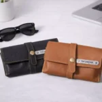 Signature leather sunglass case available in multiple color options suitable for corporate gifting and onboarding kits