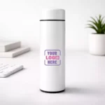 White smart sensor bottle 500 ml with digital temperature display suitable for corporate gifting and employee kits