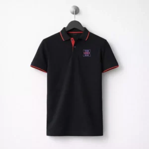 180 GSM sustainable polo t-shirt with red tipping suitable for corporate gifting and employee welcome kits