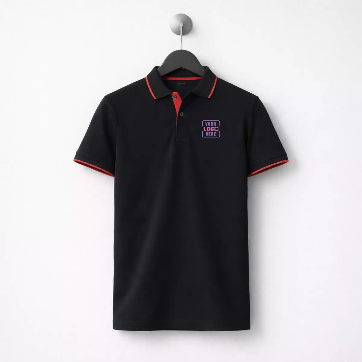 180 GSM sustainable polo t-shirt with red tipping suitable for corporate gifting and employee welcome kits