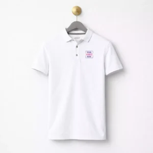 White 180 GSM sustainable polo t-shirt suitable for corporate gifting and employee welcome kits