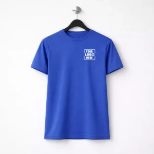Blue 180 GSM round neck t-shirt suitable for corporate gifting and employee welcome kits