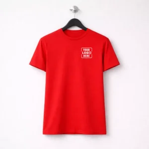 Red 180 GSM round neck t-shirt suitable for corporate gifting and employee welcome kits