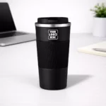 ThermoGrip Insulated Coffee Flask Black – 400 ml with textured grip for corporate gifting
