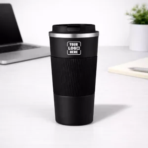 ThermoGrip Insulated Coffee Flask Black – 400 ml with textured grip for corporate gifting