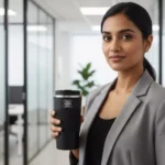 ThermoGrip insulated coffee flask black 400 ml held in hand suitable for corporate gifting and employee welcome kits