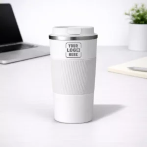 ThermoGrip Insulated Coffee Flask White – 400 ml with textured grip for corporate gifting